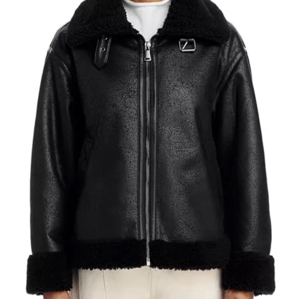 Aqua Bloomingdales Women's Black Shearling Jacket